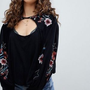 NWT Free People Lita Embroidered Blouse